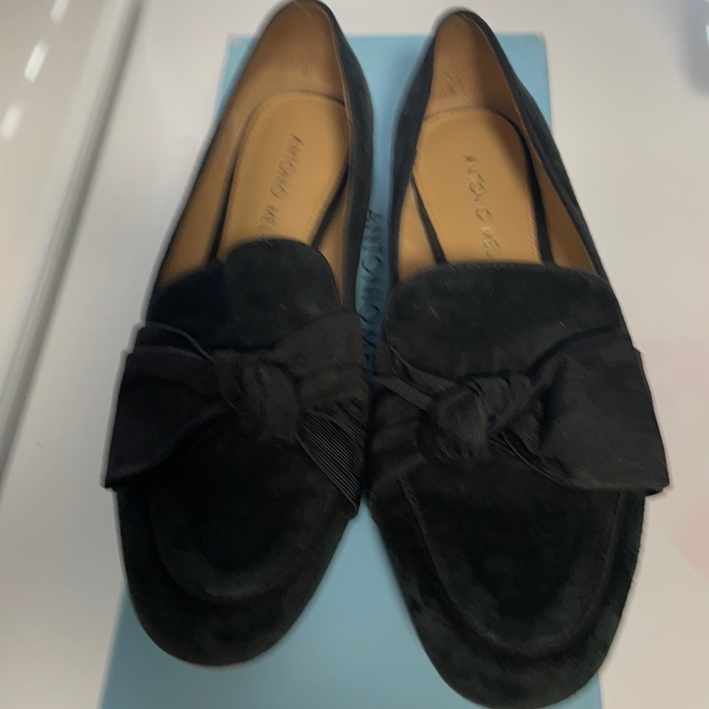Black Suede Bow Flats